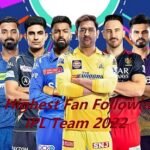 Highest Fan Following IPL Team 2022